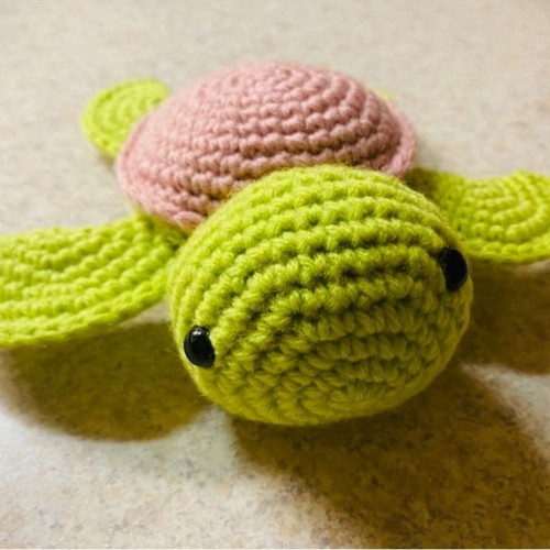 Handmade Crochet Turtle, Stuffed Animal Christmas Gift Stocking Stuffer Baby Toy