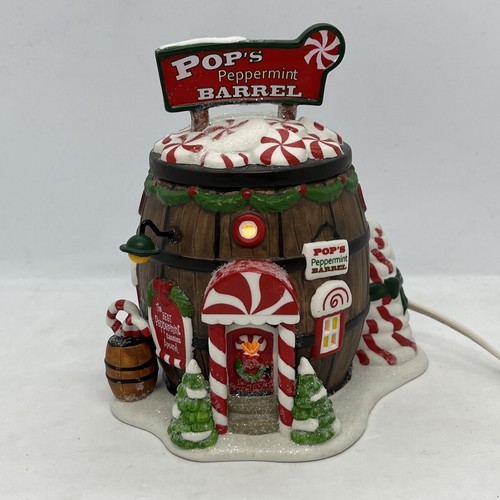 Extrêmement rare baril de menthe poivrée Dept 56 North Pole Series 4030716 EUC - Photo 2/9