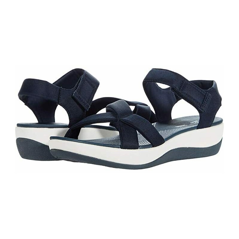 Clarks Women Arla Gracie Wedge Heel Slingback Sandals Size US 9.5M Navy  Fabric 889304702816 | eBay