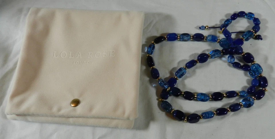 Nuevo con Caja y Bolsa - Collar con Cuentas Piedra Azul y Negro Lola Rose 29" Foto 2 de 4