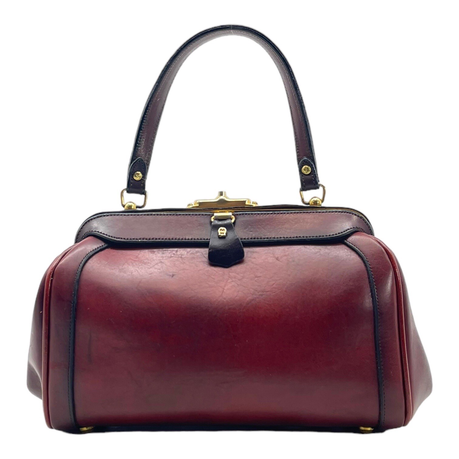 Vintage 40s 50s ETIENNE AIGNER Handmade Leather Satchel Handbag Top Handle