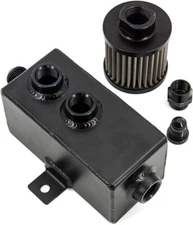 Aluminum 1L Oil Catch Can Reservoir Tank Breather Filter Baffled 10AN Fitting