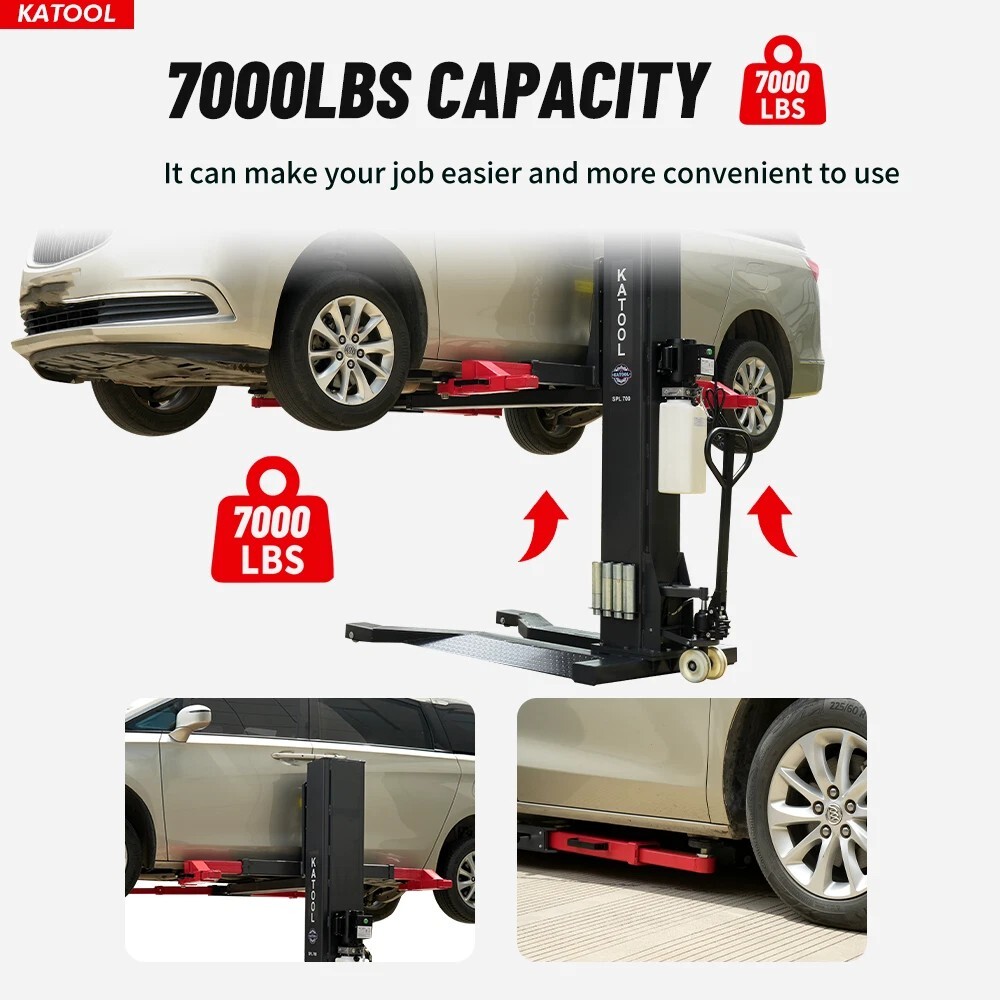 KATOOL  SPL700 7000lbs Single Post Lift 110v Hydraulic Portable Lift