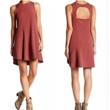 FREE PEOPLE Womens Baby Love Dark Mauve A-line Dress Grommets M Burgundy Fairy