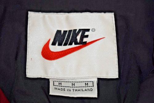 Vintage Nike Jacket Windbreaker Size M 90s Nike Air Logo Black Maroon Diagonal - Picture 3 of 12