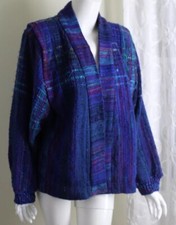 Amazing! Joy Boatwright Sz M L Blue Purple Handwoven Art-to-wear Jacket Blazer