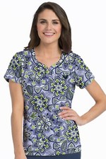XS Med Couture Medical Uniform Scrub Top 8483 Sport Neckline Lexi Print