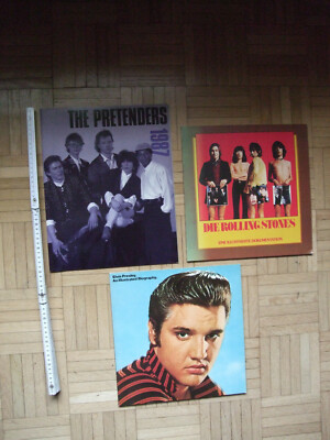 3 Bildbände, Biografien, The Pretenders 1987, die Rolling Stones, Elvis Presley