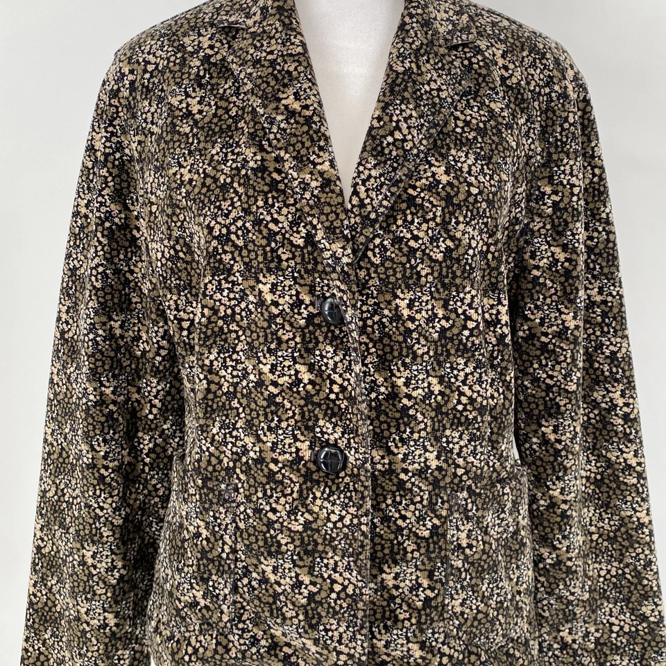 Blazer vintage Y2K GAP para mujer 12 marrón tostado Ditsy bolsillos florales preppy casa de campo Foto 3 de 4