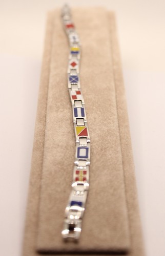 HERRENARMBAND STAHL EMAILLIERTE FLAGGEN NAUTISCH SAILING FLAGS CM 19-21 EXPLOI - Bild 2 von 7