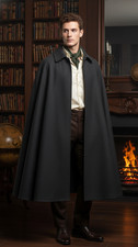 Men  s Black Wool Victorian Cape Cloak Gothic Steampunk Long Costume Coat