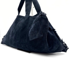 Vivienne Westwood Asymmetry Black Suede Handbag Unisex Designer 26x54x3cm JAPAN
