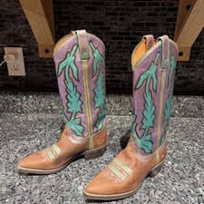 Dan Post Women - Size 5.5M - Vintage Marlboro Cowboy Boots P2552 - Painted