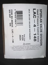 SPORLAN. P/N: 903015-0 LAC-4-148 3/8" ODF HEAD PRESSURE CONTROL VALVE., 100 PSI.