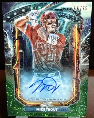 Mike Trout Extraterrestrial Talent Auto Green Space Dust Refractor #/75 2025