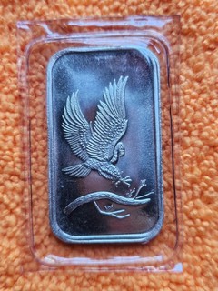 American Spread Bald Eagle Collector[Bar]1 Troy Oz .999 Fine Silver Ingot Medal3