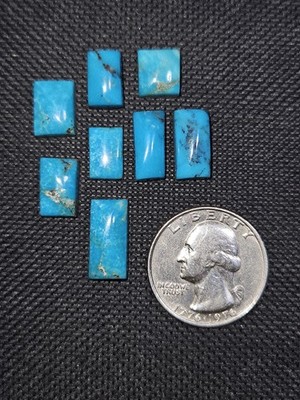 (8) Nice Blue Gem Mine Turquoise Cabochons - Backed - 28.355 carats total