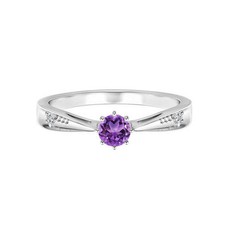 Tapered Shank 0.50 CTW Solitaire Round Amethyst 925 Sterling Silver Promise Ring