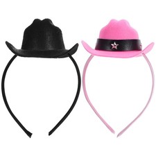 2 Pcs Mini Cowgirl Hat Headband Cosplay Theme Party Hair Accessories