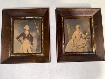 Vintage Framed Prints of Martha & George Washington Decorative Piece-Early Years