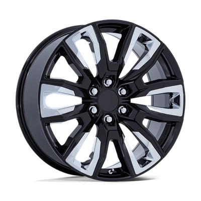 22x9 Performance Replicas PR225 Gloss Black W/ Chrome Accents Wheel 6x5.5 (28mm)