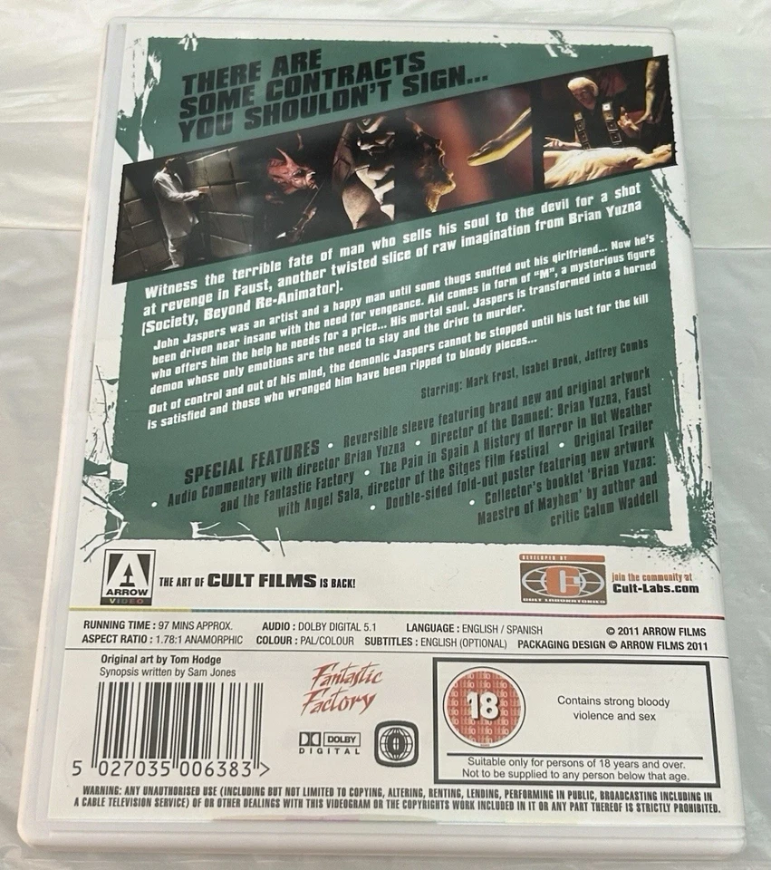 Faust: Love of the Damned DVD (Arrow Video), Brian Yuzna, Jeffrey Combs - Image 2 of 4