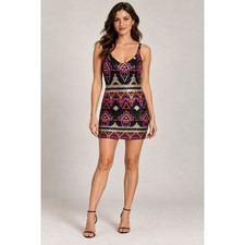 Bodycon Sequin Mini Dress Womens 5 Festival Boho Geometric Party V-Neck