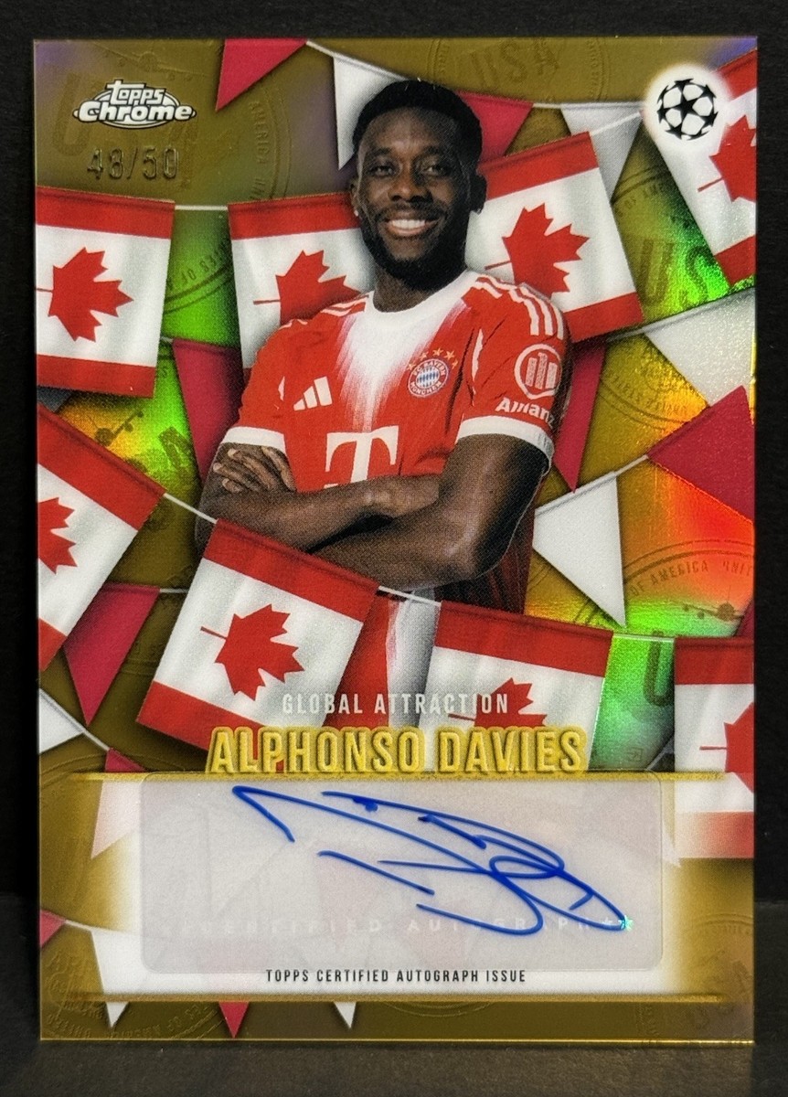 2025-26 Topps Chrome UCC Bayern Munich Alphonso Davies Auto Purple