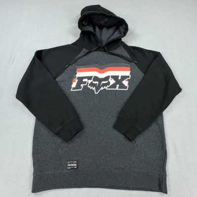 Fox Racing Hoodie Mens Large Gray Pullover Fleece Sweatshirt Graphic Bike MTX