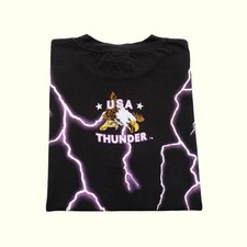 AMERICAN THUNDER LIGHTING EAGLE USA NEW VTG AOP INDIGENOUS BLACK T SHIRT SZ XL