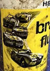 Original Vintage PRESTONE BRAKE FLUID CAN Old Cone Top GREAT RACE CAR GRAPHICS