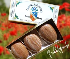 Vintage CASWELL-MASSEY Bath Soap Persian Leather Box/3 SIB