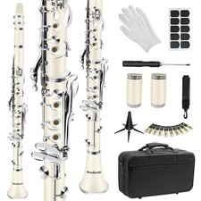 Clarinet for Beginner Student Adults 17 Nickel-plated Keys Bb Flat with 2 Bar...