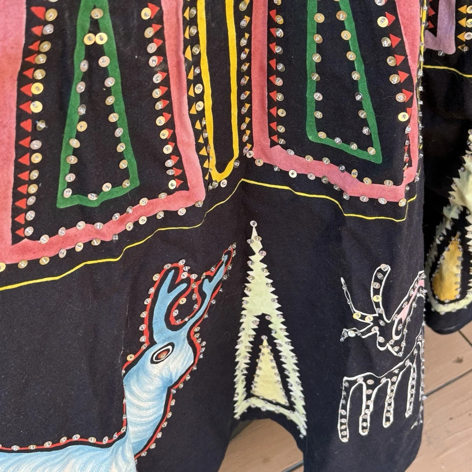 VTG Wrap Skirt Sequin Native American Folk Art Circle Skirt Handmade Bali MeJane - Image 4 of 4