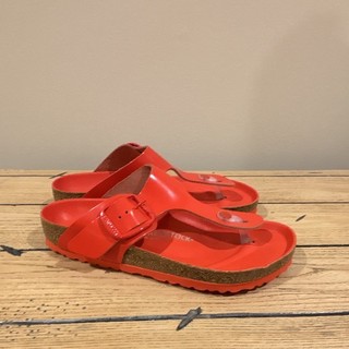 Birkenstock Gizeh Big Buckle Red Orange Sandals Size 39