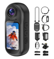 UltraHD 4K Ultra HD Mini Wearable Helmet/Action Camera w/ Screen, Black