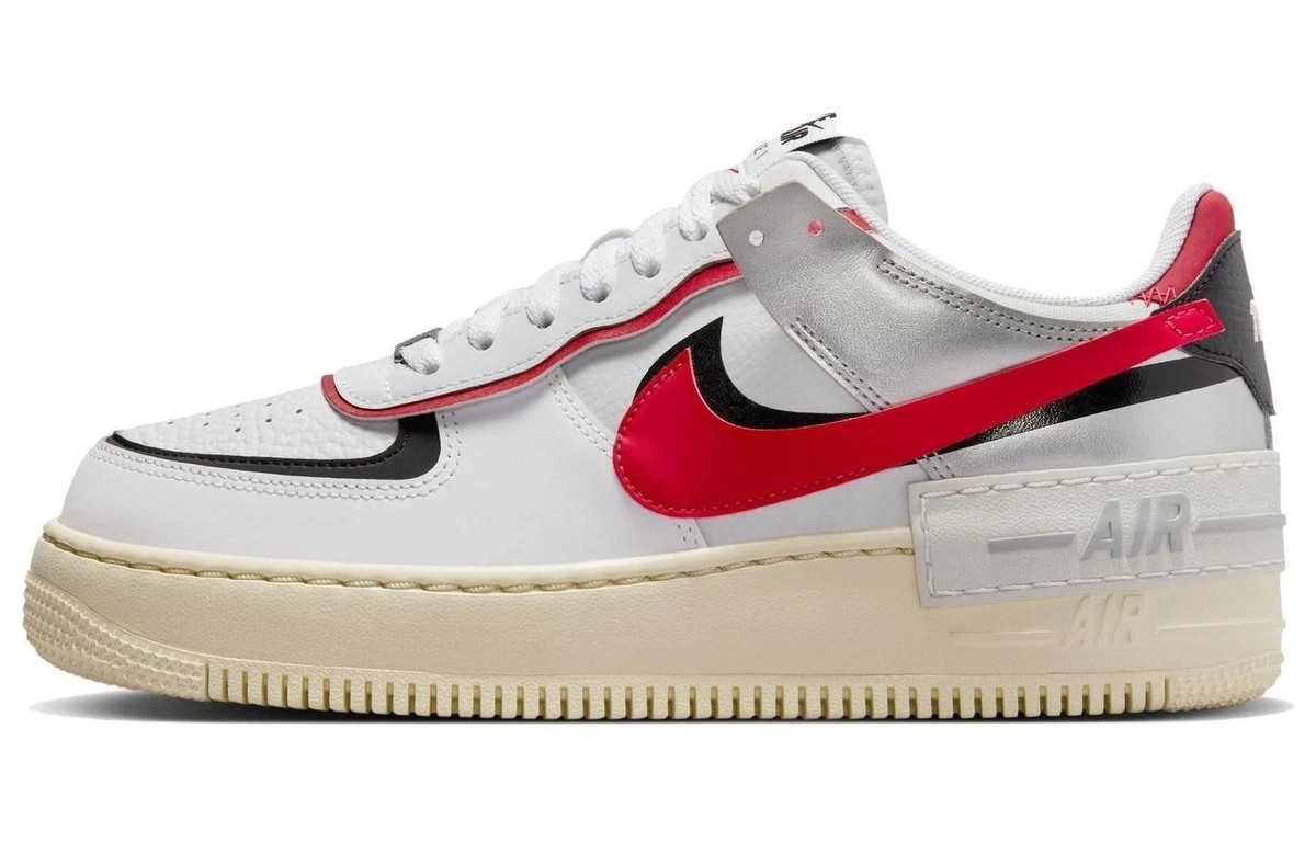 Nike Air Force 1 Shadow White Red Metallic Silver W for sale | eBay