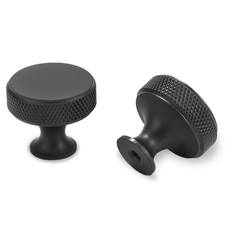 10 Pack Matte Black Kitchen Cabinet Knobs Knurled Cabinet Knobs Black Drawer ...