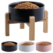 Black Elevated Dog Bowl Ceramic for Small Medium Sized Breed,Raised Dog Food ...