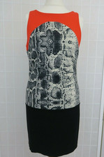 Mango Suit Orange Black Colourblock Snakeskin Print Micro Mini Dress Size S