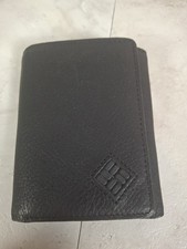 NEW Columbia Mens Black Leather Trifold Wallet