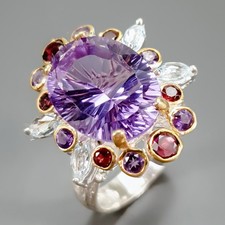 Handmade 12 ct+ Natural Amethyst Ring 925 Sterling Silver Size 7 /R436810