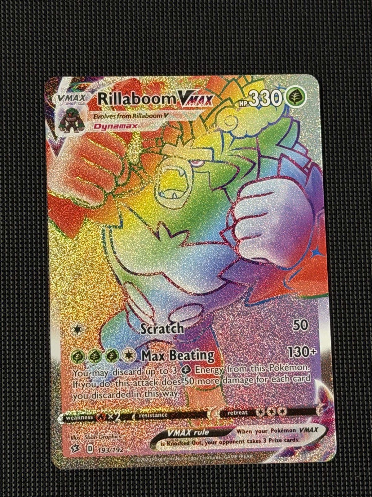 Rillaboom VMAX 193/192 Hyper Secret Rare Swsh Rebel Clash Pokemon NM/M