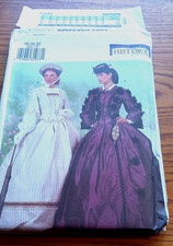BUTTERICK VICTORIAN/ANTEBELLUM COSTUME PATTERN 6694, SIZES 18-20-22, UNCUT, FF