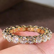 2 Ct Round Cut Lab Created Diamond Wedding Band Ring 14K Yellow Gold Plated