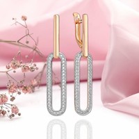 Ohrringe Ohrhaenger Mit Cz Russisches Rose Rot/Weissgold 585/14Kt Neu