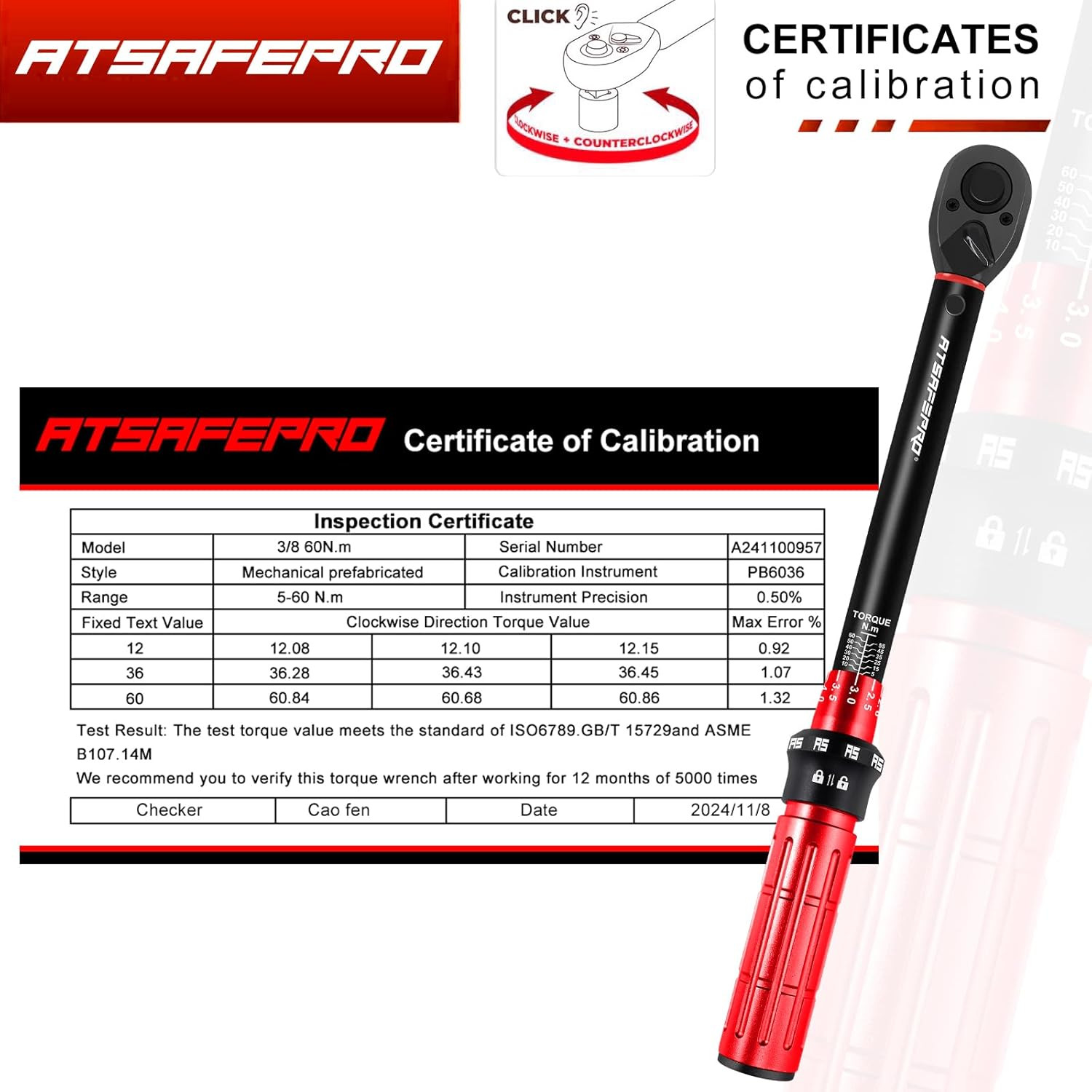 Set Chiave Dinamometrica Auto 3/8", 5-60 Nm, Con Adattatori 3/8 to 1/4 to 1/2 E  - 3