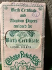 VTG Cabbage Patch Girl Doll Birth Certificate Alisha Selena