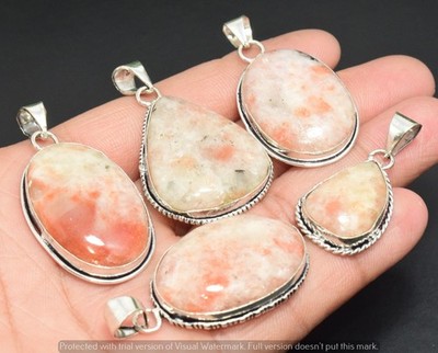 Sunstone Gemstone Pendant 25pcs Wholesale Lots 925 Silver Plated Jewelry
