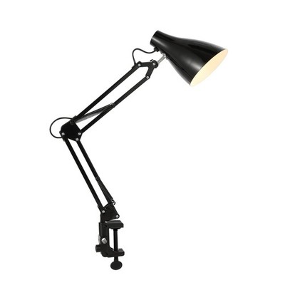 28.5'' Black Odile Industrial Adjustable Clamp-On LED Task Lamp with Metal Sha...